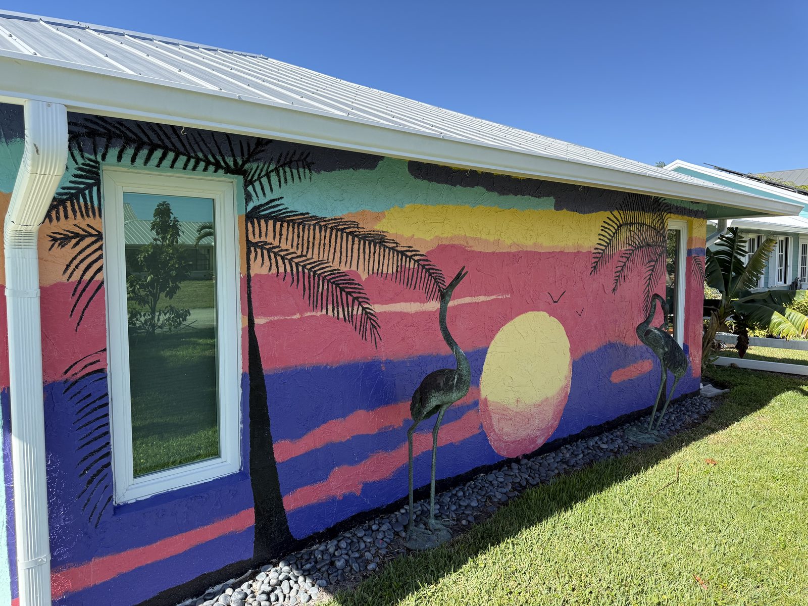 A colorful exterior mural we've worked around