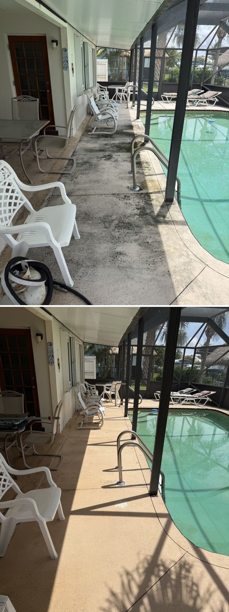 Pool deck cleaning before and after in Stuart, FL