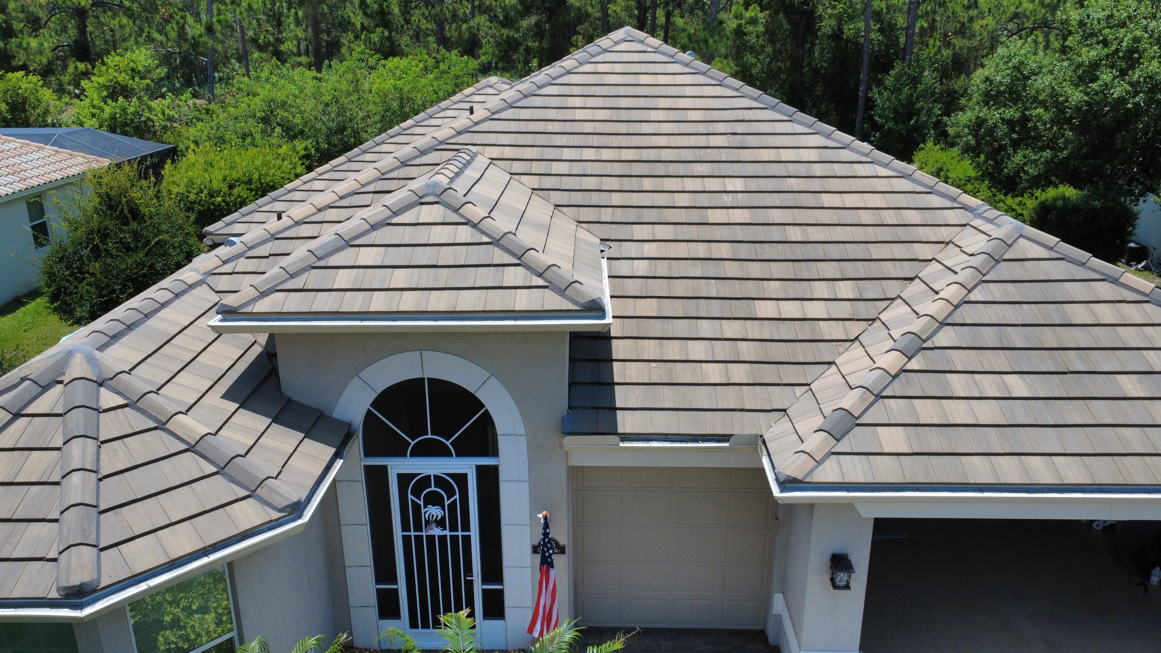 Roof after soft washing in Vero Beach, FL